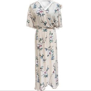 Suzanne Betro Faux Wrap MIDI Dress | Floral | Short Sleeves | SZ 4X | NWT